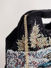 Blue Velvet Embellished Clutch Bag - Image 8 of 9