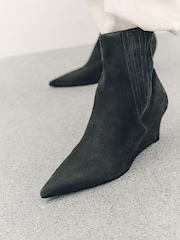 Grey Suede Standard/Wide Fit Forever Comfort® High Wedge Ankle Leather Boots - Image 4 of 9