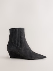 Grey Suede Standard/Wide Fit Forever Comfort® High Wedge Ankle Leather Boots - Image 5 of 9