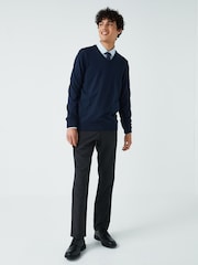 Navy Blue V-Neck Regular Soft Touch Knit Jumper - Image 3 of 5