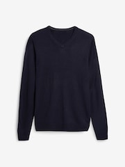 Navy Blue V-Neck Regular Soft Touch Knit Jumper - Image 5 of 5