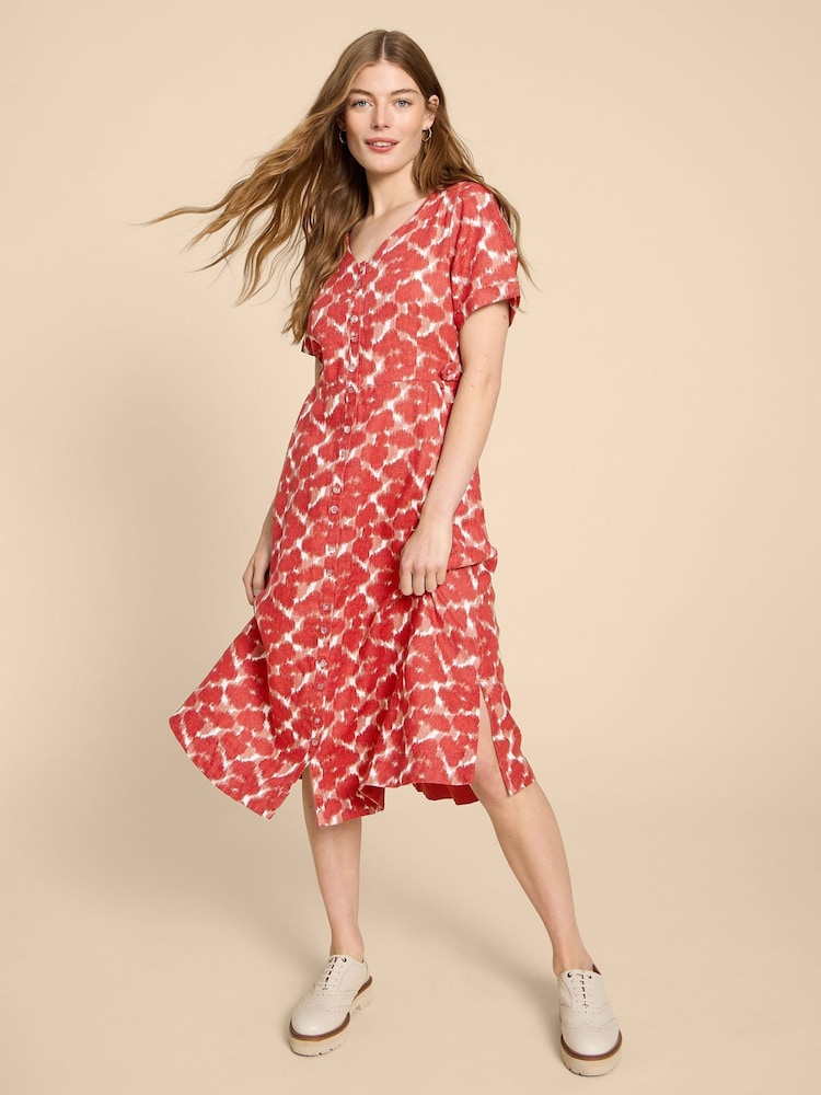 White Stuff Red Ivy 100% Linen Midi Dress - Image 1 of 6