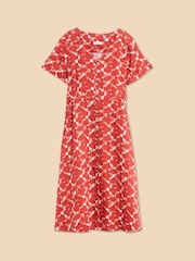 White Stuff Red Ivy 100% Linen Midi Dress - Image 4 of 6