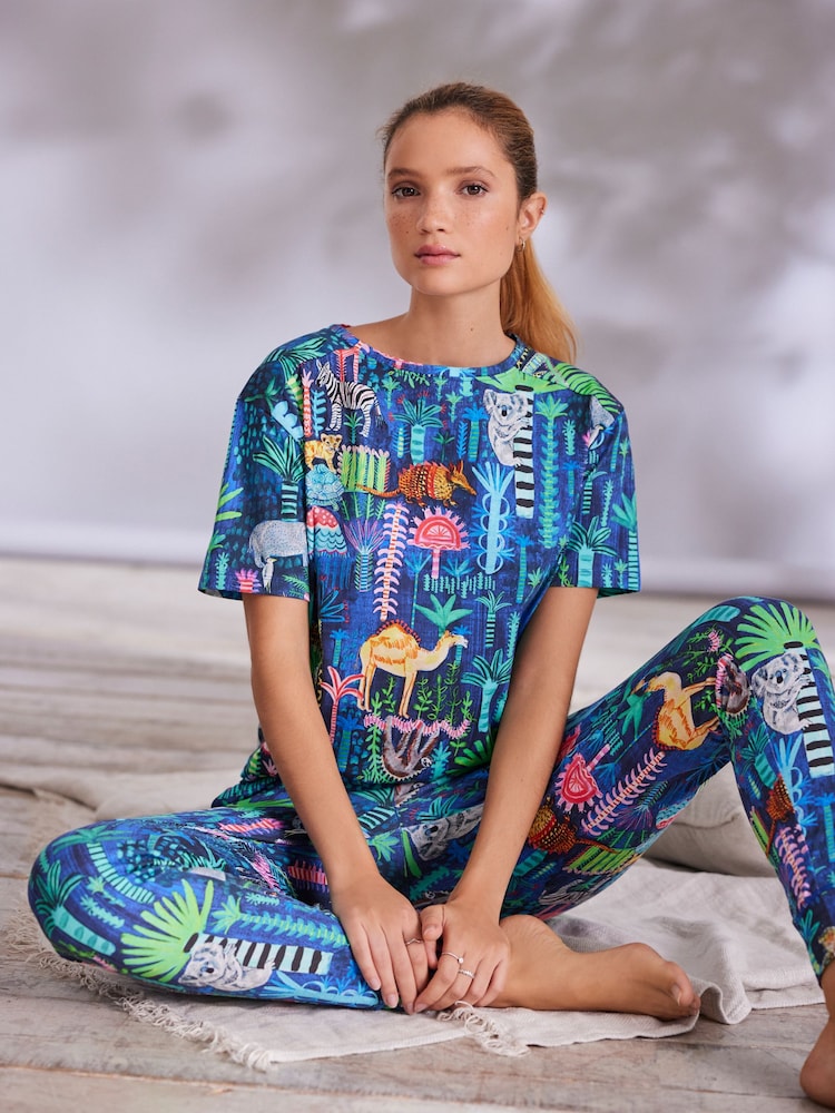 Blue Lucy Tiffney at Next Cotton Short Sleeve Pyjamas - Image 1 of 8