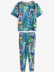Blue Lucy Tiffney at Next Cotton Short Sleeve Pyjamas - Image 5 of 8