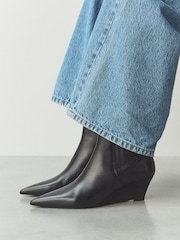 Black Standard/Wide Fit Forever Comfort® High Wedge Ankle Leather Boots - Image 3 of 4