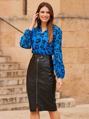 Sosandar Blue Printed Button Down Shirt - Image 3 of 5