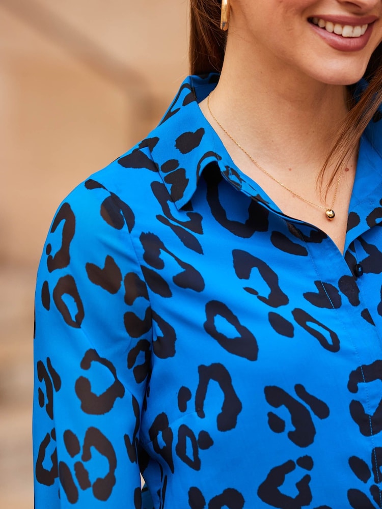 Sosandar Blue Printed Button Down Shirt - Image 5 of 5