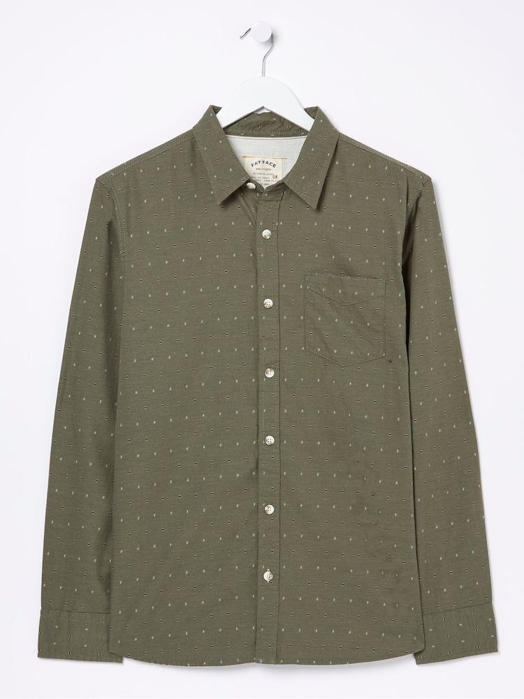 FatFace Green Kaber Dobby Shirt - Image 5 of 5