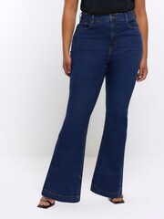 River Island Blue Denim Plus Flared Jeans - Image 1 of 5