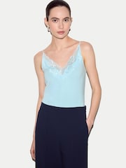 Blu - Canotta in modal con inserti in pizzo Jigsaw - Immagine 1 di 5