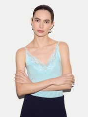 Blu - Canotta in modal con inserti in pizzo Jigsaw - Immagine 2 di 5