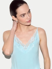 Blu - Canotta in modal con inserti in pizzo Jigsaw - Immagine 3 di 5