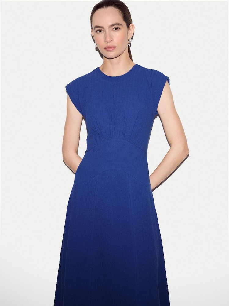 Jigsaw Blue Crinkle Cotton Dress - Image 2 of 6 Jigsaw Blue Crinkle Cotton Dress - Image 2 of 6