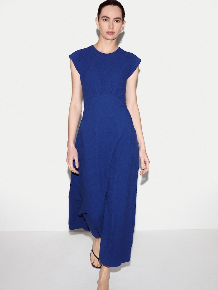 Jigsaw Blue Crinkle Cotton Dress - Image 6 of 6 Jigsaw Blue Crinkle Cotton Dress - Image 6 of 6