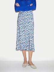 Jigsaw Blue Ditsy Poppy Satin Skirt - Image 1 of 5