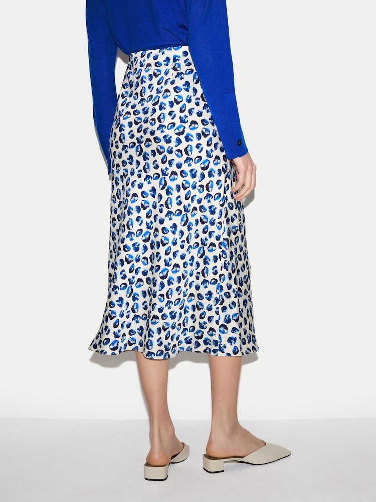 Jigsaw Blue Ditsy Poppy Satin Skirt - Image 2 of 5