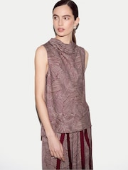 Jigsaw Red Optic Swirl Cowl Neck Top - Image 1 of 6