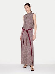Jigsaw Red Optic Swirl Cowl Neck Top - Image 3 of 6