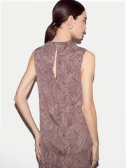 Jigsaw Red Optic Swirl Cowl Neck Top - Image 4 of 6