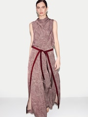 Jigsaw Red Optic Swirl Cowl Neck Top - Image 5 of 6