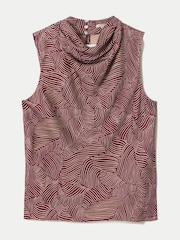 Jigsaw Red Optic Swirl Cowl Neck Top - Image 6 of 6