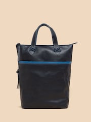 White Stuff Blue Leather Convertible Backpack - Image 1 of 4