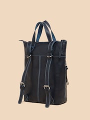 White Stuff Blue Leather Convertible Backpack - Image 2 of 4