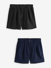 Schwarz/Marineblau - Boy Shorts aus Leinenmischung, 2er-Pack - Bild 1 von 8