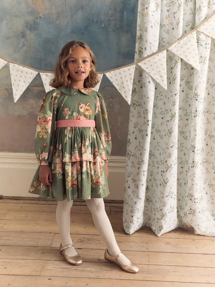 Laura Ashley Green Rosemore Tiered Dress - Image 1 of 5
