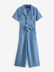 Mid Blue TENCEL™ Wide Leg Jumpsuit - Image 6 of 7