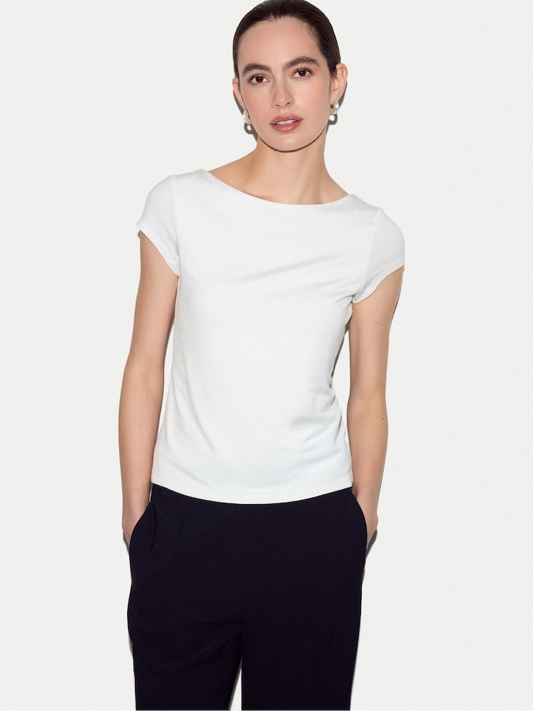 Jigsaw White Modal Jersey Top - Image 1 of 4 Jigsaw White Modal Jersey Top - Image 1 of 4