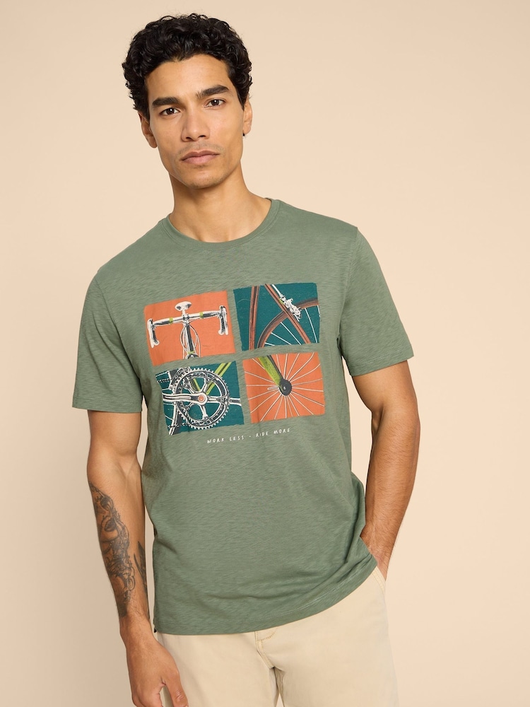 تيشِرت قطن 100% مزيّن برسمة جرافيك Ride من White Stuff - صورة 1 من 1