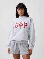 Gap Grey French Terry Brannan Bear Logo Sweatshirt - Image 1 of 4