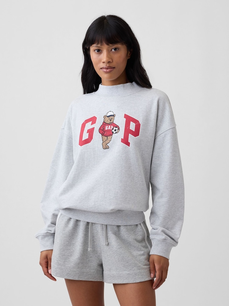 Gap Grey French Terry Brannan Bear Logo Sweatshirt - Image 1 of 4