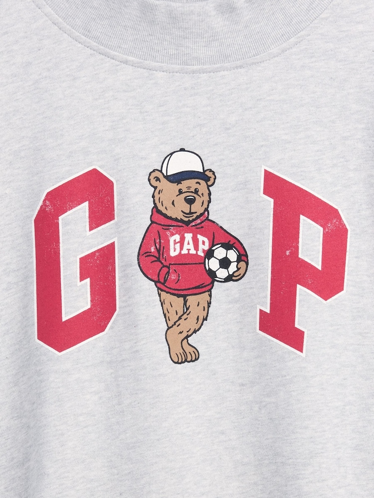 Gap Grey French Terry Brannan Bear Logo Sweatshirt - Image 4 of 4