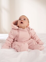 Truly Baby Pink Snowsuit - Image 1 of 4