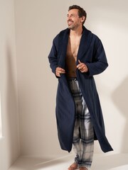 Truly Navy Blue Fleece Dressing Gown - Image 1 of 4