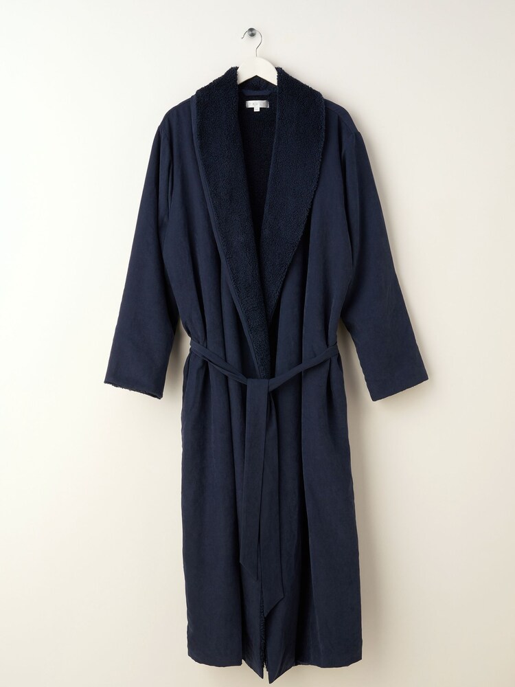 Truly Navy Blue Fleece Dressing Gown - Image 4 of 4