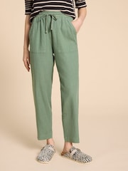 White Stuff Green Elle Linen Blend Trousers - Image 1 of 7