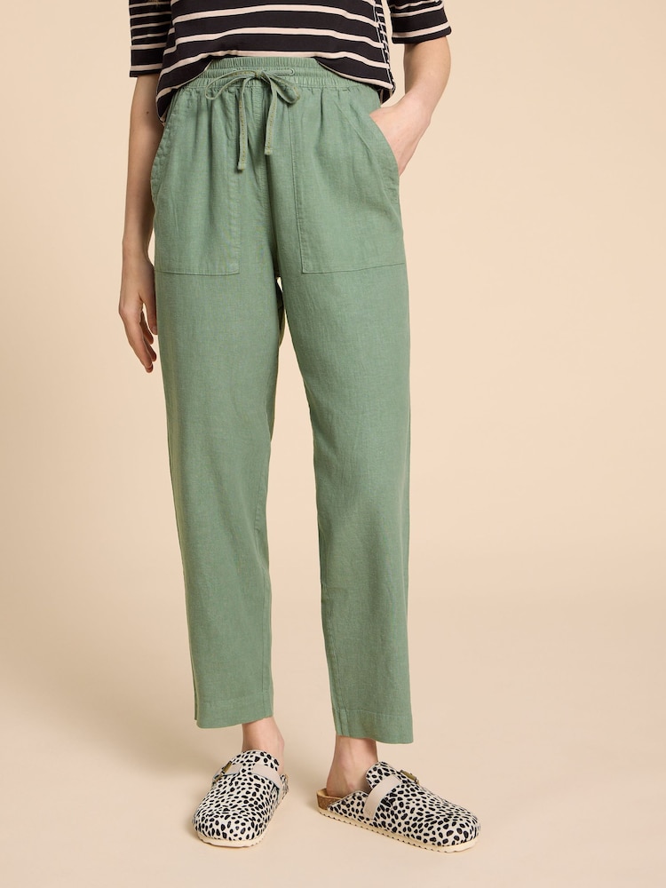 White Stuff Green Elle Linen Blend Trousers - Image 1 of 7