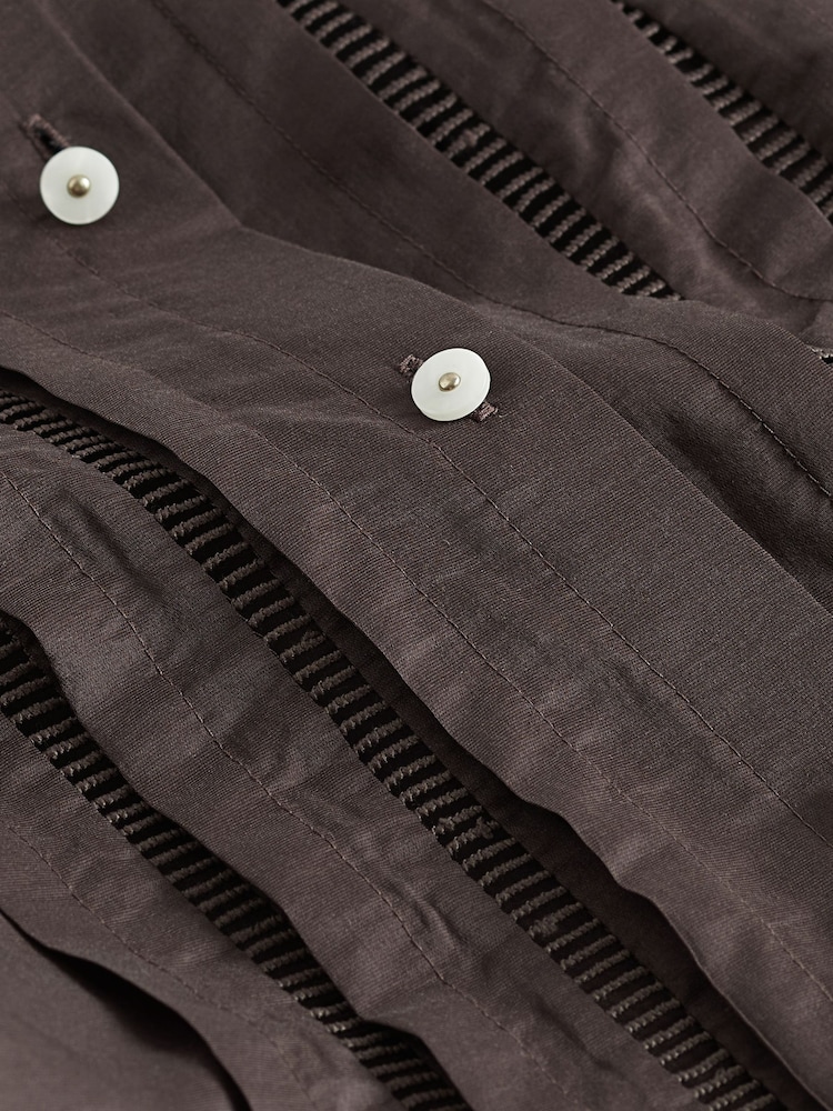 Chocolate Brown Ladder Pleated Long Sleeve Blouse - Image 6 of 6