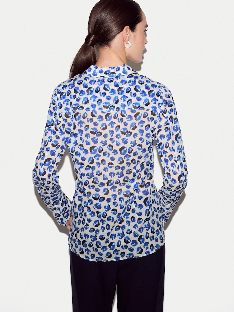 Jigsaw Blue Ditsy Poppy Shirt - Image 4 of 4 Jigsaw Blue Ditsy Poppy Shirt - Image 4 of 4