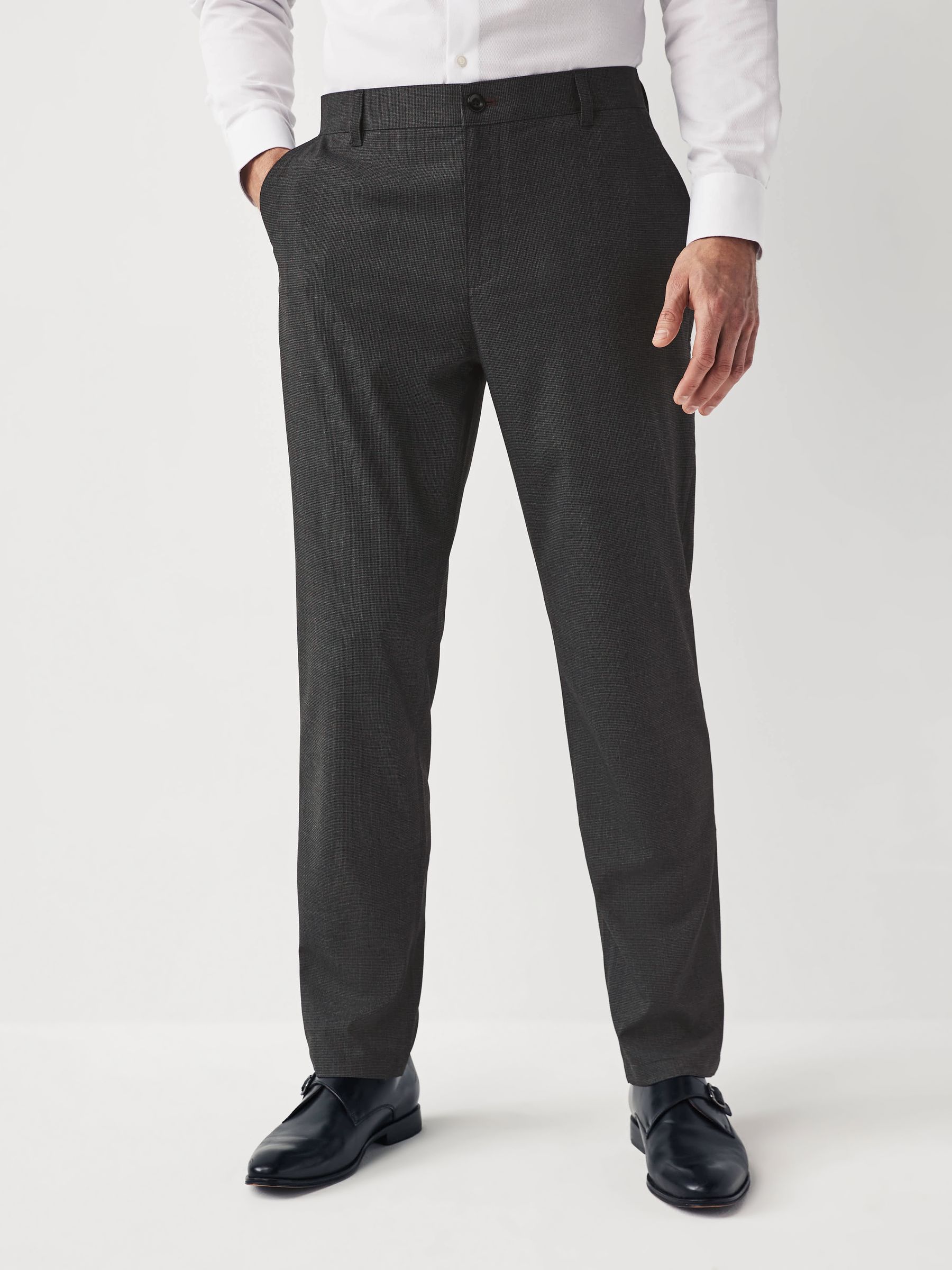Buy Charcoal Grey Puppytooth Chino Trousers from Next Luxembourg