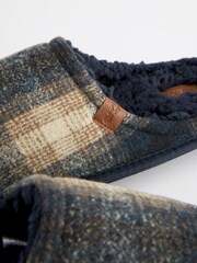 Navy Blue Check Mule Slippers - Image 7 of 8