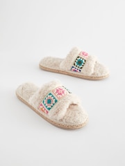 Ecru Crochet Slider Slippers - Image 3 of 8