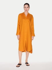Jigsaw Orange Linen Relaxed Shirt Dress - Image 3 of 4
