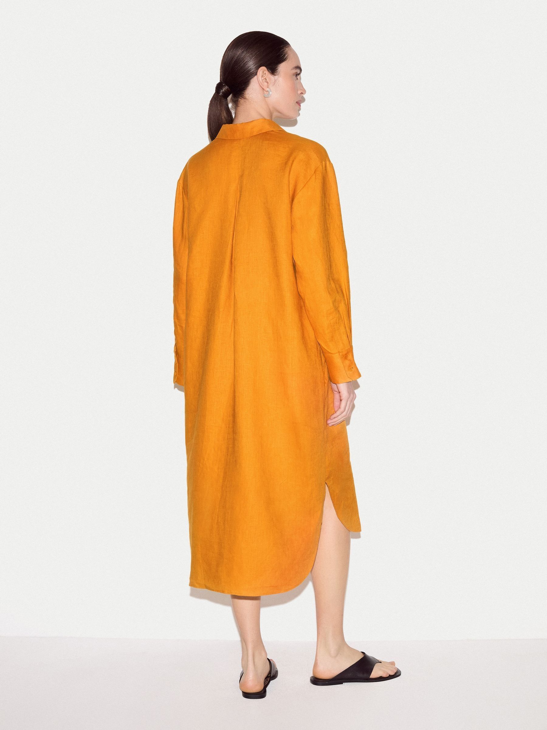 Buy Jigsaw Orange Linen Relaxed Shirt Dress from Next USA