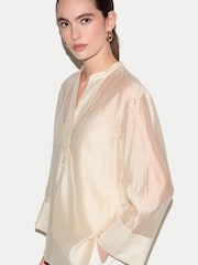Jigsaw Cream V-Neck Sheer Top - Image 2 of 4