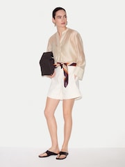 Jigsaw Cream V-Neck Sheer Top - Image 3 of 4